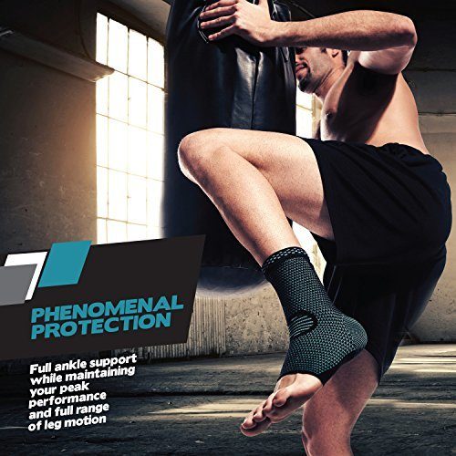 COOLOMG Ankle Brace Compression Foot Support Sleeves 1 Pair for Injury Recovery Eases Swelling Joint Pain Achilles Tendon Support 20-30mmHG Feet Socks